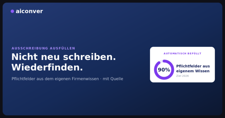 Ausschreibung ausfüllen: Pflichtfelder aus dem eigenen Firmenwissen mit Quelle befüllen