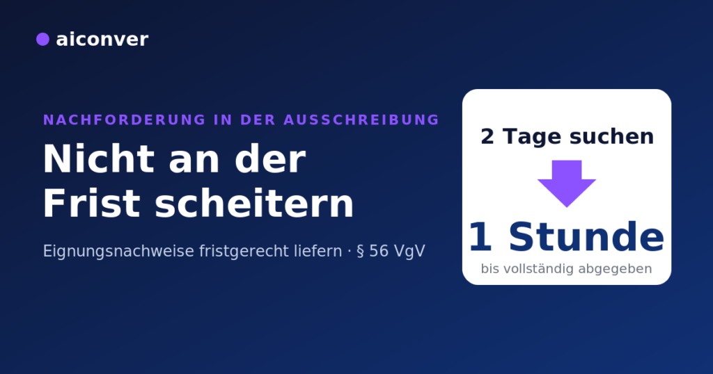 Nachforderung in der Ausschreibung: von zwei Tagen auf eine Stunde